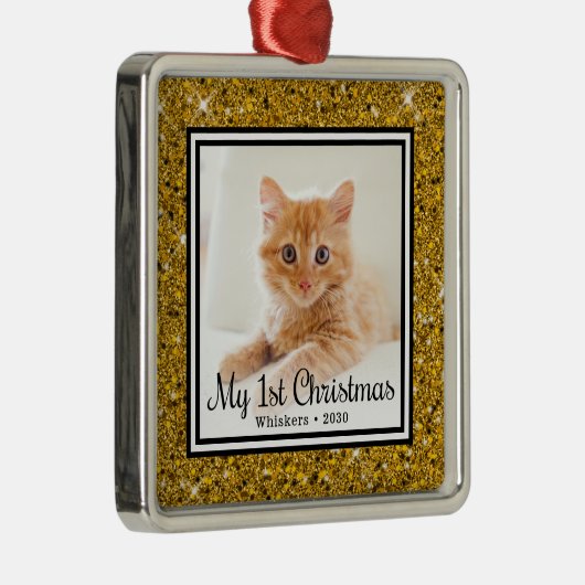 Kittens 1. Weihnachtsfest-Foto Ornament Aus Metall (Rechts)