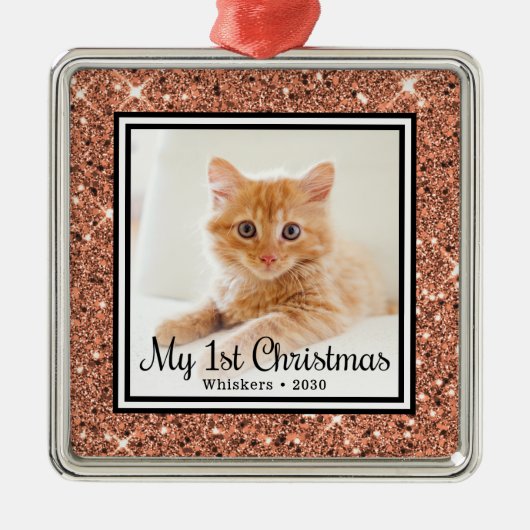 Kittens 1. Weihnachtsfest-Foto Ornament Aus Metall (Vorne)