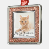 Kittens 1. Weihnachtsfest-Foto Ornament Aus Metall (Links)