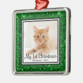 Kittens 1. Weihnachtsfest-Foto Ornament Aus Metall (Links)