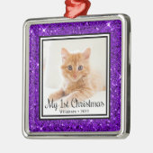Kittens 1. Weihnachtsfest-Foto Ornament Aus Metall (Links)