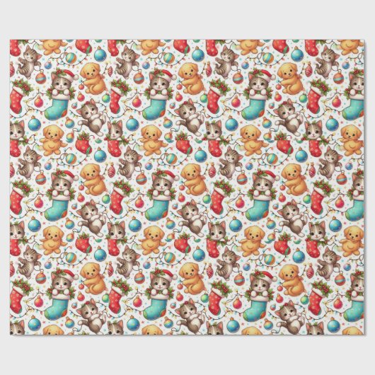 Kittens and Puppies for Christmas Geschenkpapier (Flach)