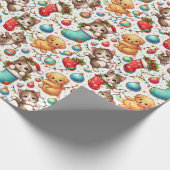 Kittens and Puppies for Christmas Geschenkpapier (Ecke)