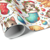 Kittens and Puppies for Christmas Geschenkpapier (Rolleneckpunkt)