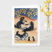 Kittens and Rats, Louis Wain Karte (Gelbe Blume)