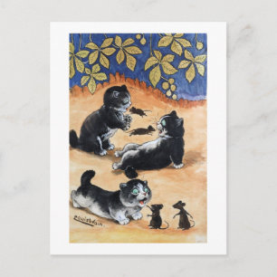 Kittens and Rats, Louis Wain Postkarte