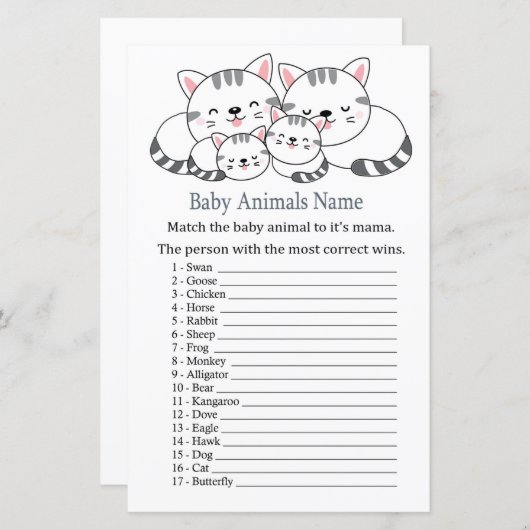 Kittens Baby Animals Name Game (Vorne/Hinten)