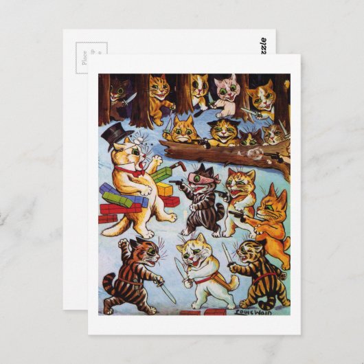 Kitten's Bandits, Louis Wain Postkarte (Vorne/Hinten)