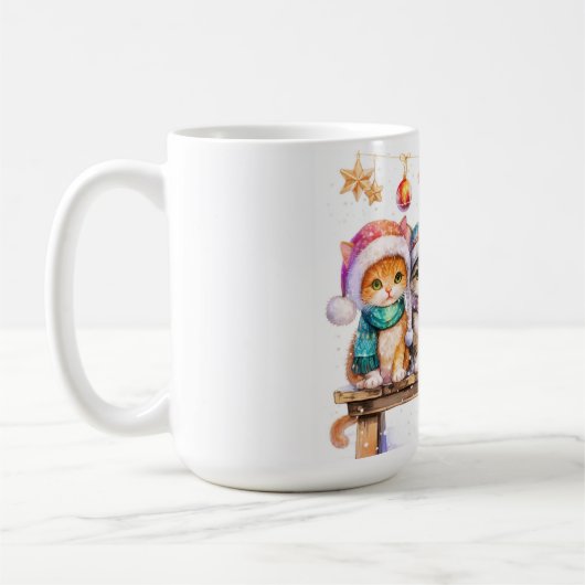 Kittens Celebrating Christmas, cuddly and cute, Kaffeetasse (Links)