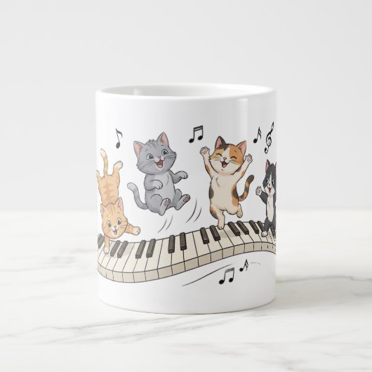 Kittens dancing on a piano key Specialty Mug Jumbo-Tasse (Vorderseite)