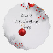 Kittens erste Weihnachten Ornament Karte (Vorderseite)
