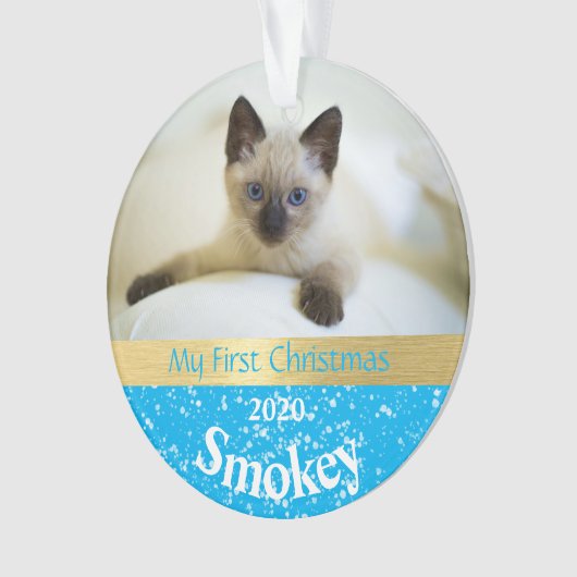 Kitten's First Christmas Foto Ornament (Vorderseite)