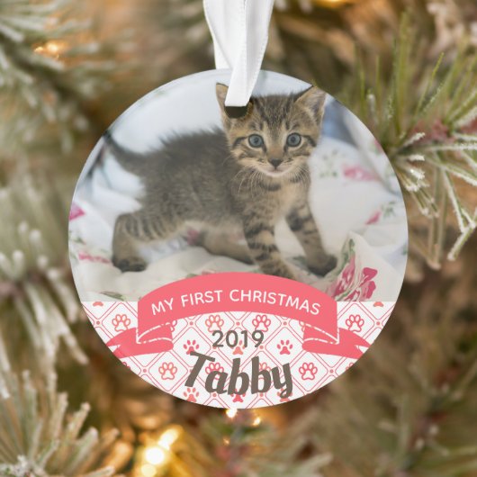 Kitten's First Christmas Foto Ornament (Baum)