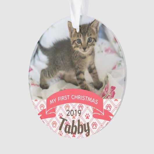 Kitten's First Christmas Foto Ornament (Vorderseite)