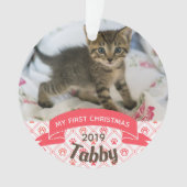 Kitten's First Christmas Foto Ornament (Vorderseite)