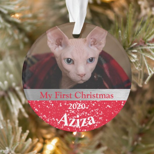 Kitten's First Christmas Foto Ornament (Baum)