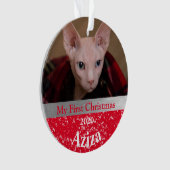 Kitten's First Christmas Foto Ornament (Vorderseite)