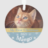 Kitten's First Christmas Foto Ornament (Rückseite)
