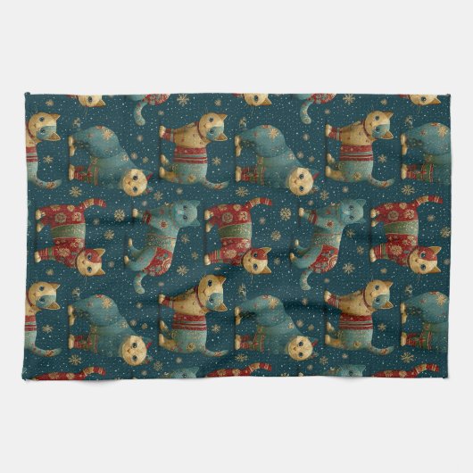 Kittens In Christmas Sweaters  Geschirrtuch (Horizontal)