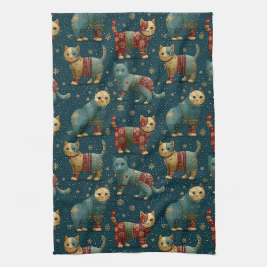 Kittens In Christmas Sweaters  Geschirrtuch (Vertikal)