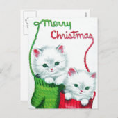 Kittens in Mittens Merry Feiertagspostkarte (Vorne/Hinten)
