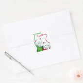 Kittens in Mittens Merry Quadratischer Aufkleber (Umschlag)