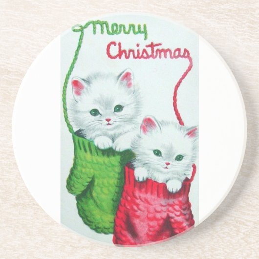 Kittens in Mittens Merry Sandstein Untersetzer (Vorne)