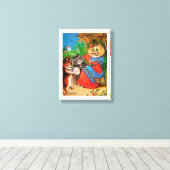 Kittens & Lady, Louis Wain Leinwanddruck (Insitu (Holzboden))