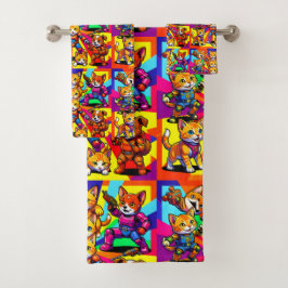 Kittens - Puppies Kids Bathroom Badhandtuch Set