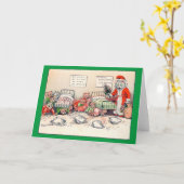 Kittens und Santa Cat, Louis Wain Card Karte (Gelbe Blume)