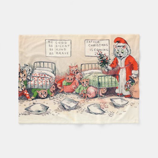 Kittens und Santa Cat, Louis Wain Fleecedecke (Vorderseite (Horizontal))