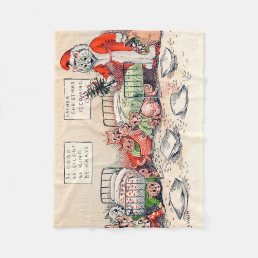 Kittens und Santa Cat, Louis Wain Fleecedecke (Vorderseite)