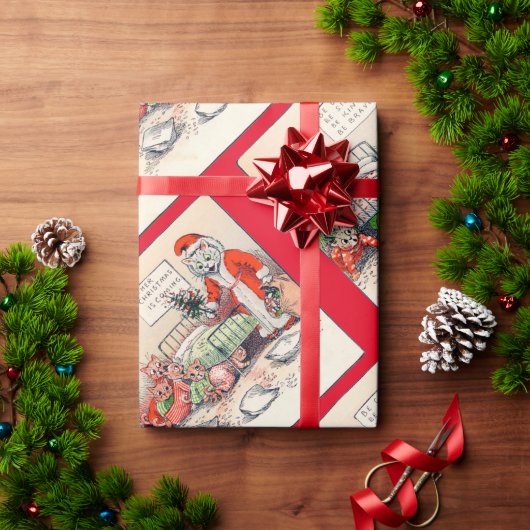 Kittens und Santa Cat, Louis Wain Geschenkpapier (Feiertagsgeschenk)