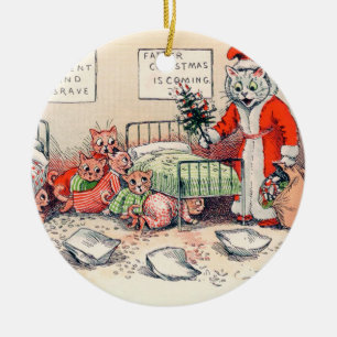 Kittens und Santa Cat, Louis Wain Keramik Ornament