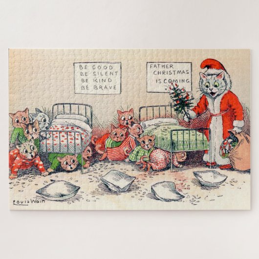 Kittens und Santa Cat, Louis Wain Puzzle (Horizontal)