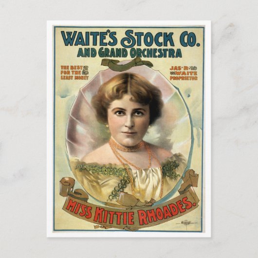 Kittie Rhoades Vintag Theaterposter Postkarte (Vorderseite)