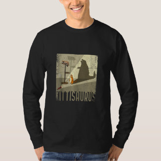 Kittisaurus Kitty and Dinosaur T Rex Shadow Cat T-Shirt
