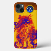 KITTKATZE, KITTEN GELBE BLAUE ROSE Gem Monogramm Case-Mate iPhone Hülle (Rückseite)