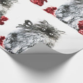 KITTKATZE /KÜCHE MIT ROTE ROSEN Schwarz-weiß Geschenkpapier (Ecke)