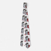 KITTKATZE, KÜCHE MIT ROTE ROSEN Schwarz-weiß Krawatte (Rückseite)