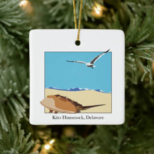Kitts Hummock, DE Horseshoe Crab Seagull Beach Keramikornament