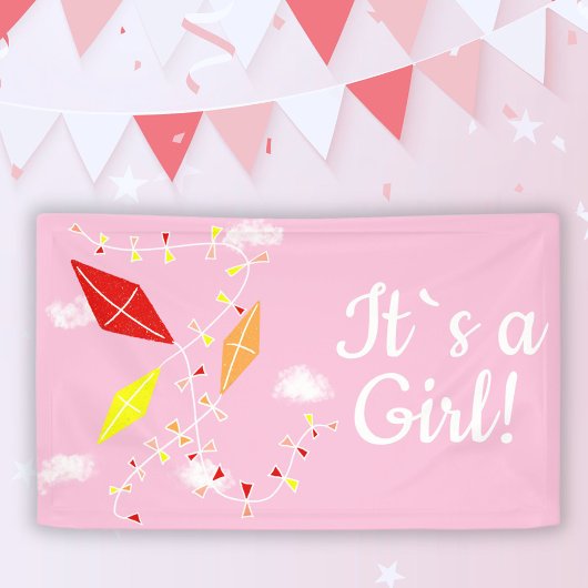 Kitts in Sky Pink Es ist eine Girl Baby Dusche Banner