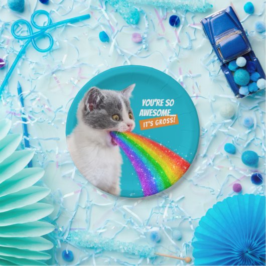 Kitts Spits Up Rainbow Pappteller (Party)