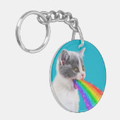 Kitts Spits Up Rainbow Schlüsselanhänger (Vorderseite links)