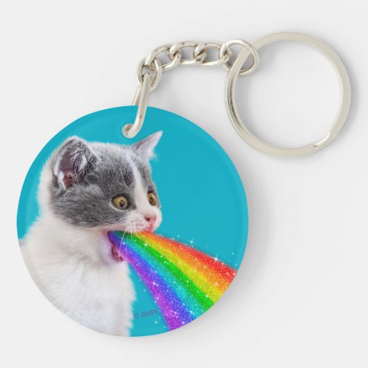 Kitts Spits Up Rainbow Schlüsselanhänger (Rückseite)
