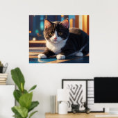 *~* Kitty 5:4 Feline Kitten Cat Black Tuxedo Poster (Heimbüro)
