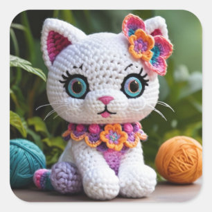 Kitty Amigurumi Crochet Doll Phantastische Pastell Quadratischer Aufkleber