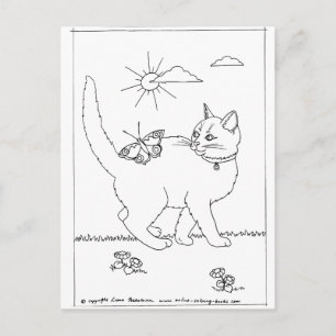 Kitty_and_butterfly Postkarte