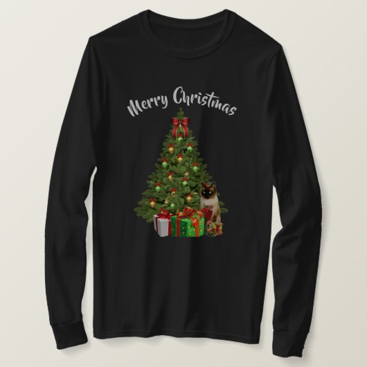Kitty and Christmas Tree T - Shirt (Design vorne)