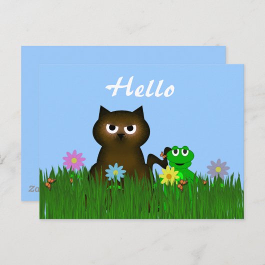 Kitty and Frosch Hello Postcard Postkarte (Vorne/Hinten)